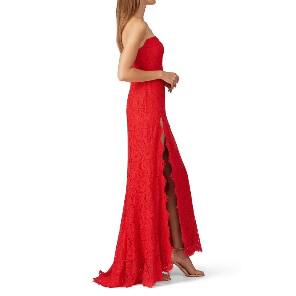 Anthropologie Fame and Partners Twilight dress strapless lace gown wine red - Picture 15 of 16